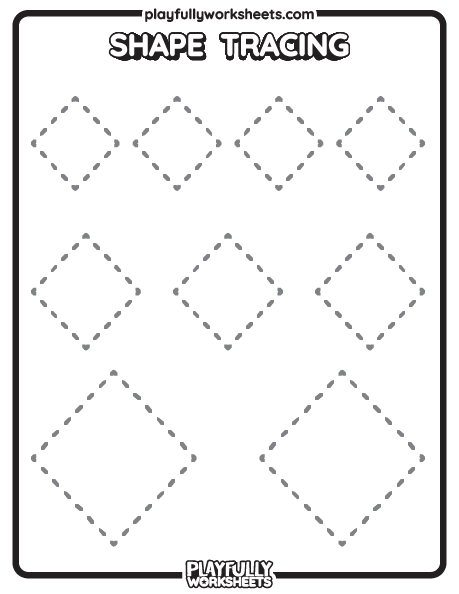 Rhombus Shape Tracing Rhombus Tracing Shape Worksheet