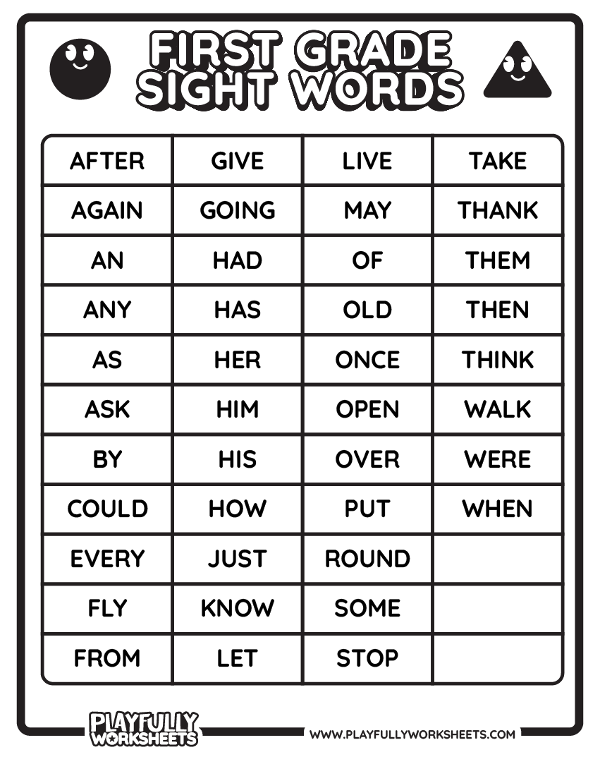 First Grade Sight Words