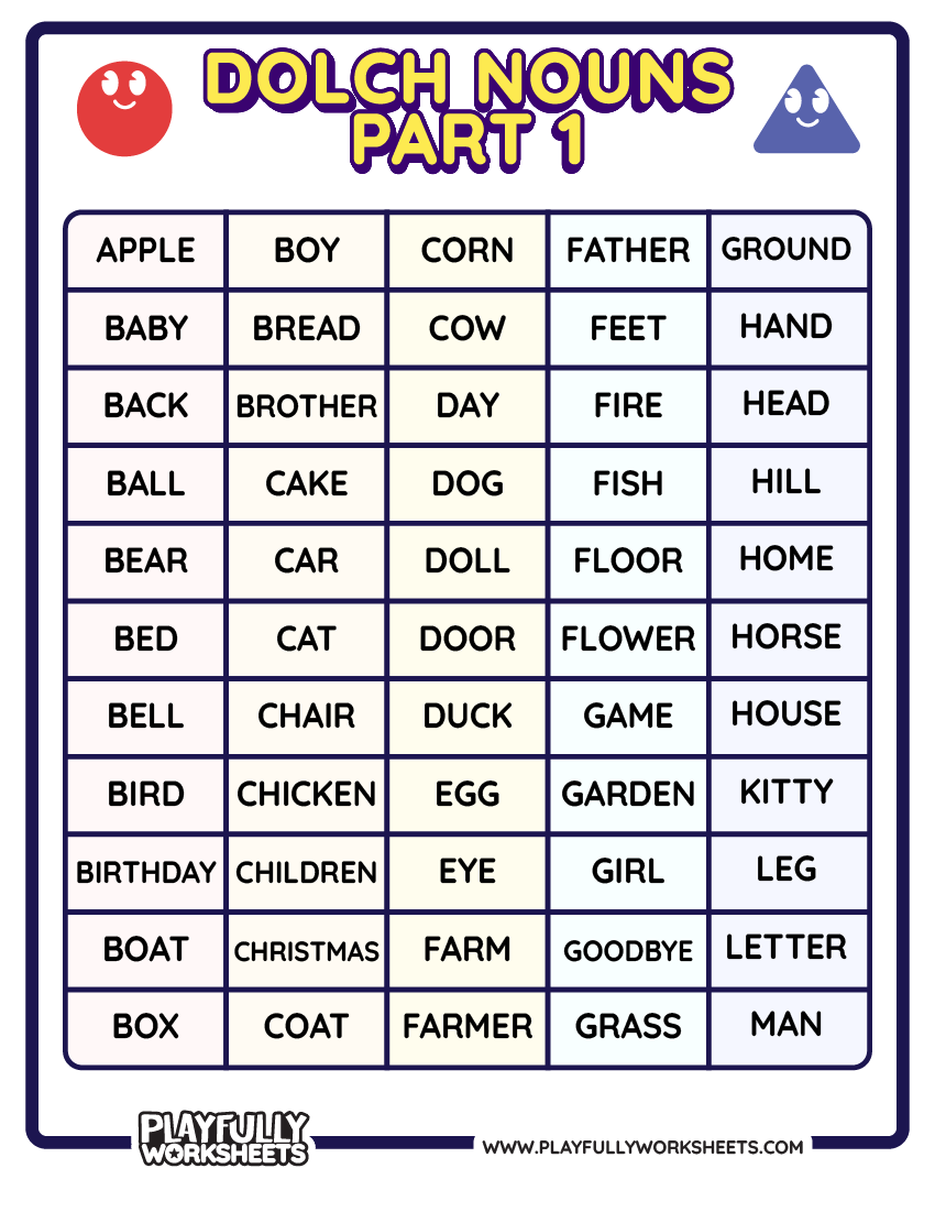 Dolch Nouns