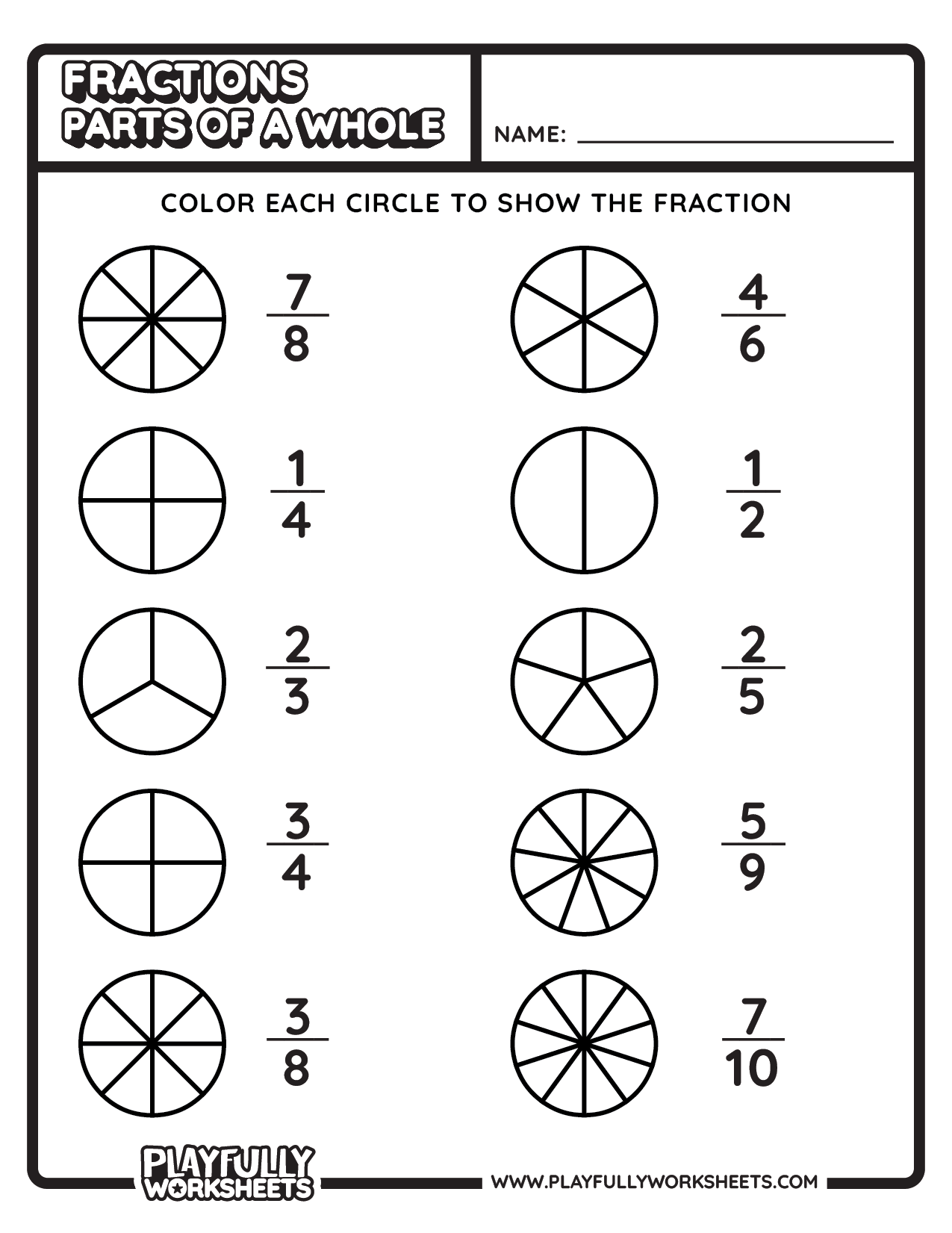 Coloring Fractions Worksheet