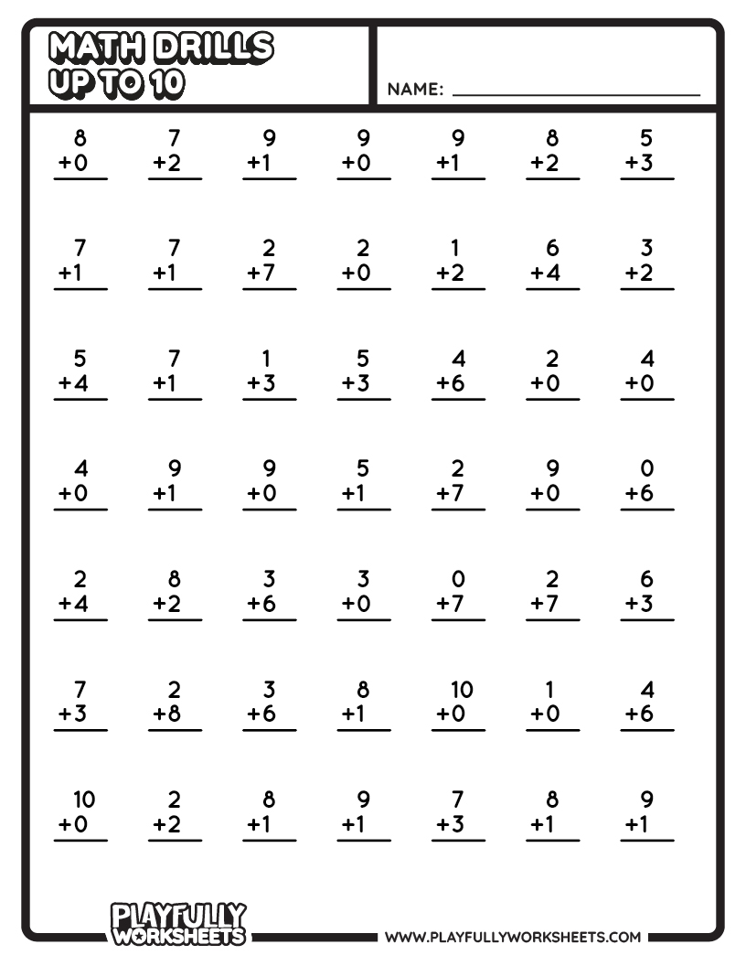Math Add Drill Up to 10