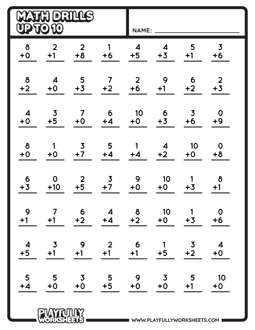 Math Add Drill Up to 10