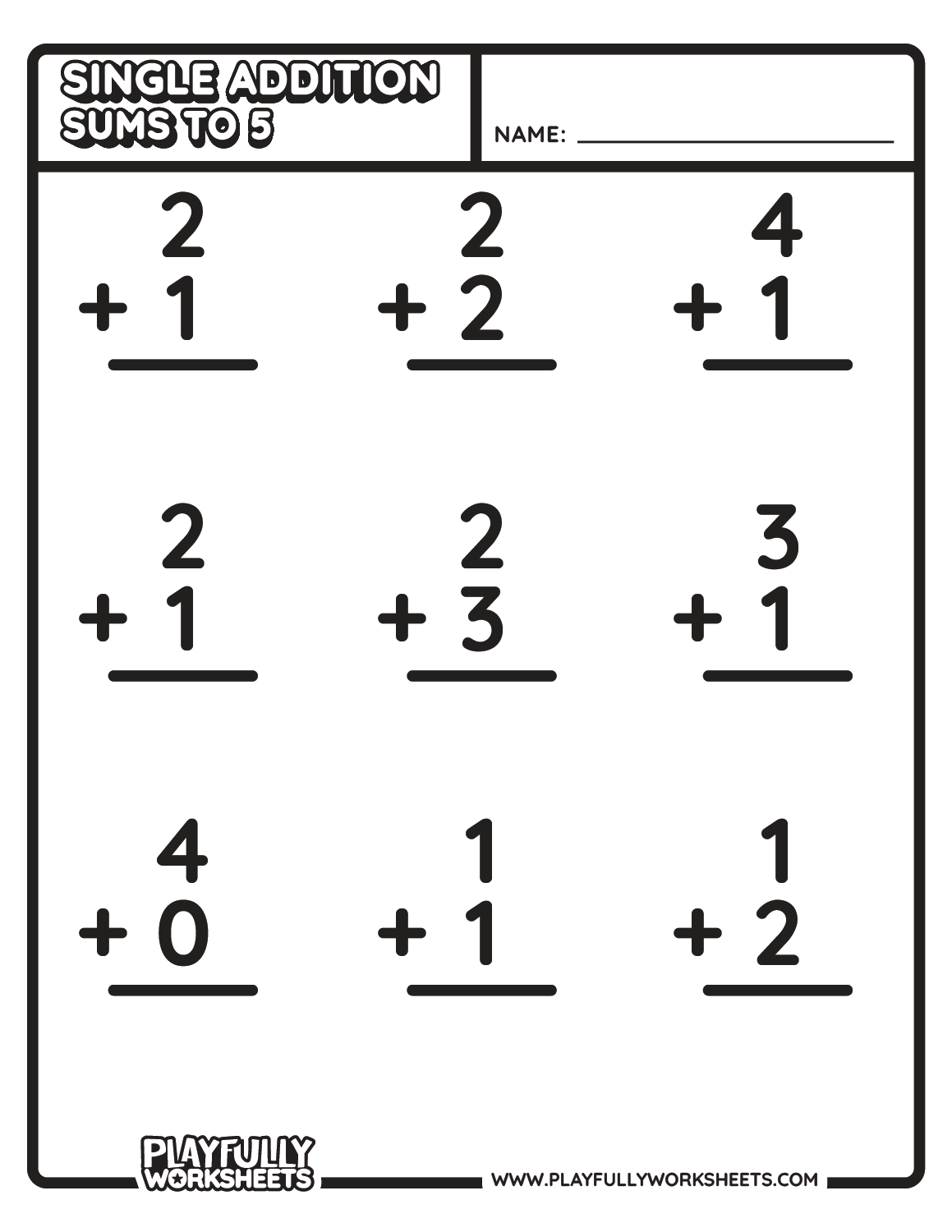 Vertical addition Drills up to 5
